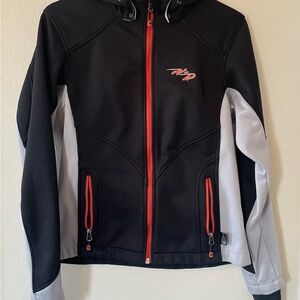 Harley-Davidson Small Women's Black and Gray Shell Jacket with Removable Hood